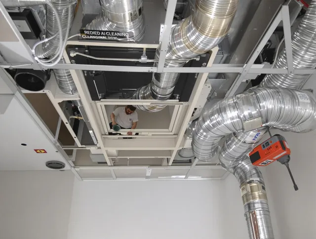 Hanson Air Duct Cleaning technician performing detailed central duct system cleaning in Hanson